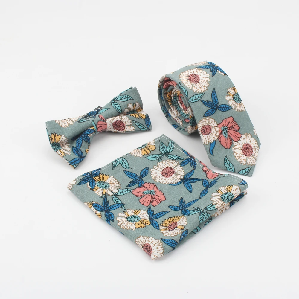 Dacheng, оптовая продажа, элегантный хлопковый галстук с цветочным принтом для отдыха, в наличии, комплект из 3 галстуков