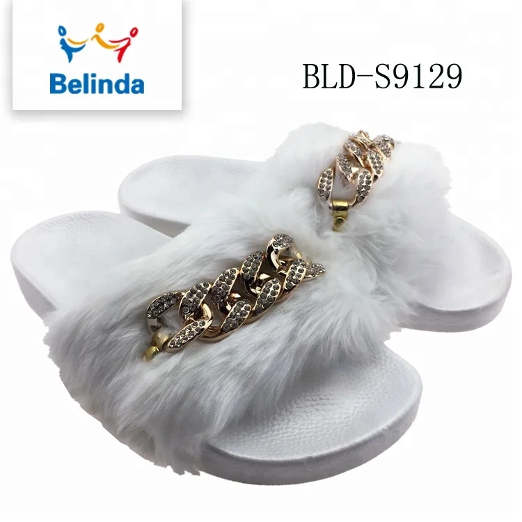 Fashion Slippers Women Soft Slides Footwear Faux Furry Fur
