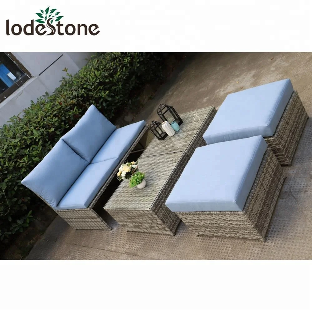 Morden multifunctional sofa set new designs 2018 rattan furniture balcony corner sofa set