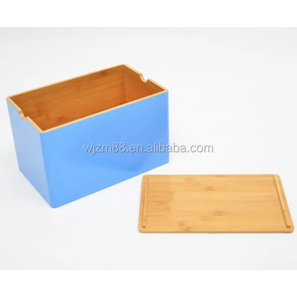 wholesale colored bamboo storage box with lid, large wooden storage box for home