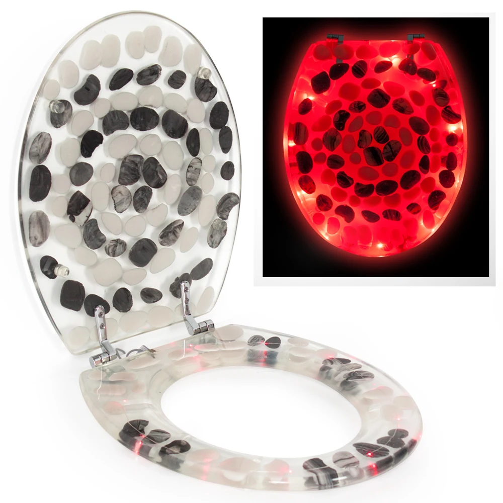 LED light polyresin toilet seat ,LED toilet seat with stone design