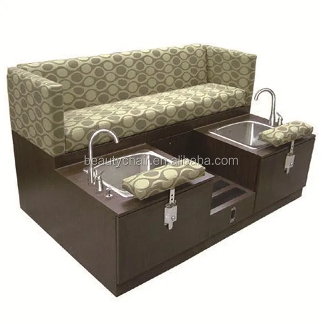 Large professional pedicure benches foot spa Solid wood lacquered custom wooden pedicure chair with surf lights