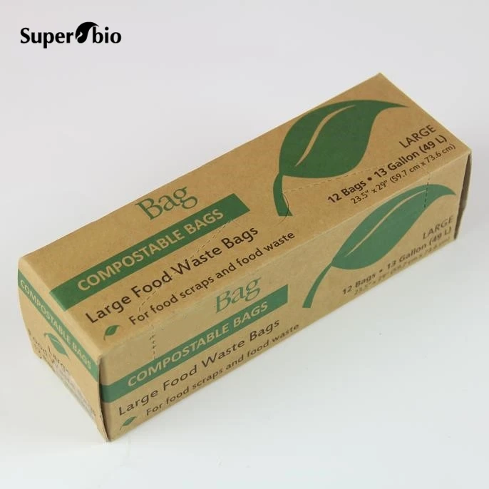 Meets BPI ASTM D6400 EN13432 OK Compostable Customized 100% Cornstarch PBAT Biodegradable Trash Bags