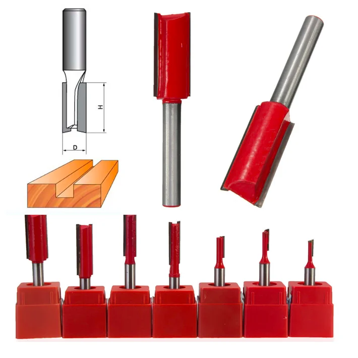 L-N033 1PC 1/4 inch Shank high quality Bottom Cleaning Dado Router Bit double flutes straight router bit