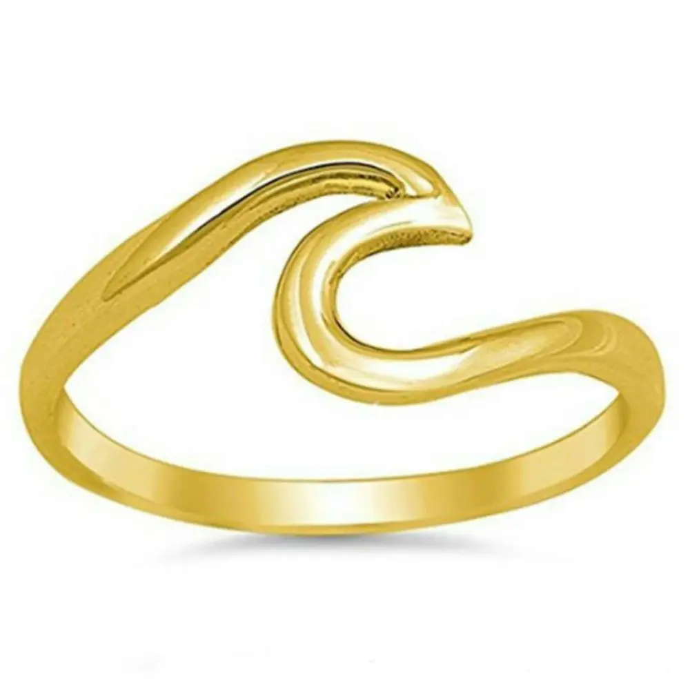 2019 Cheap Ring Fashion Gold Wave Stainless Steel Titanium Ring For Men