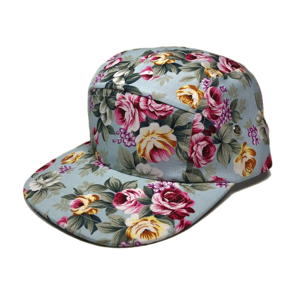 Custom all over sublimation print 5 panel snapback cap hats