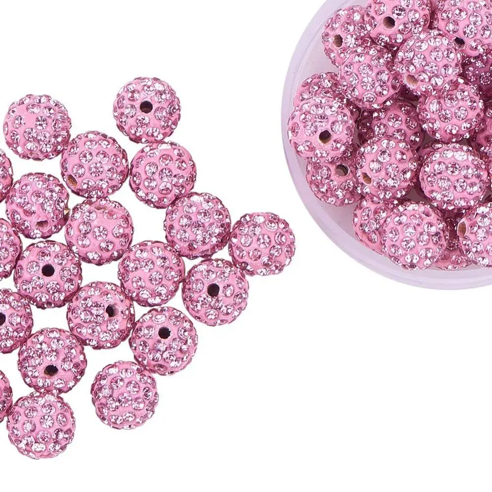Pave Czech Crystal Disco Ball Clay Beads