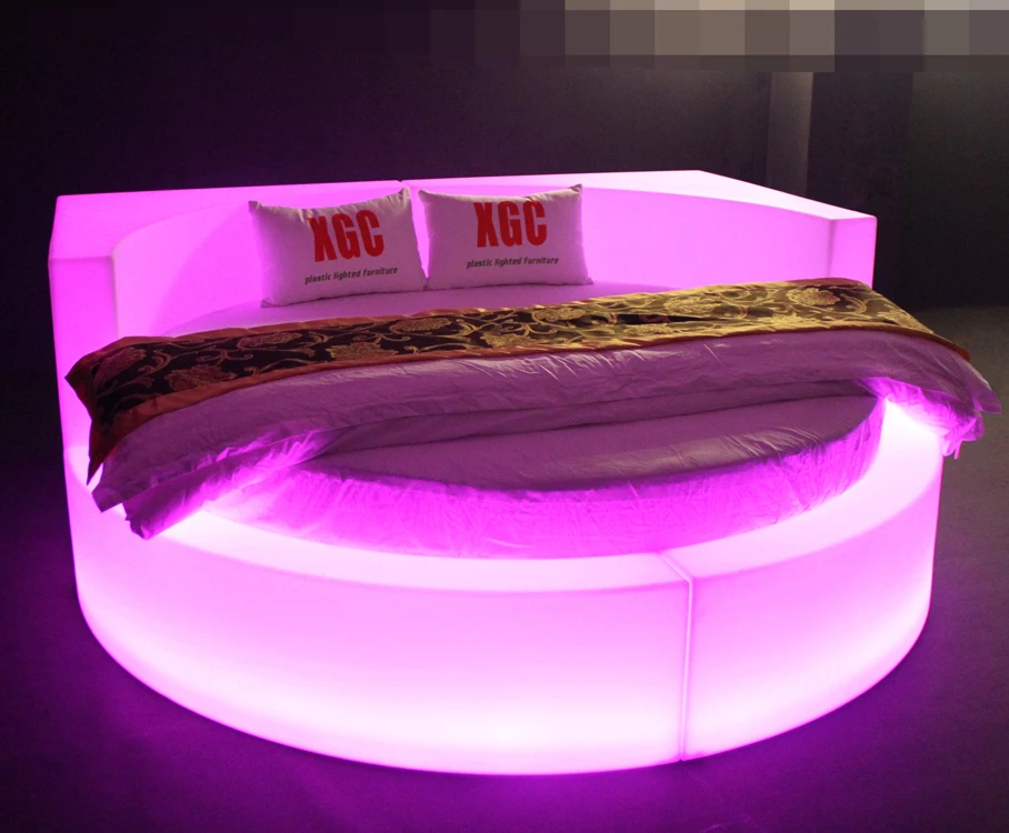 
Hotel LED furniture plastic lightweight durable bed outdoor illuminated queen size 