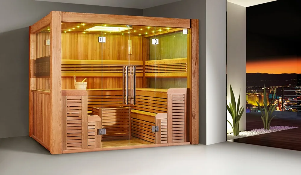 Luxury sauna room cedar wood sauna room with dry heating