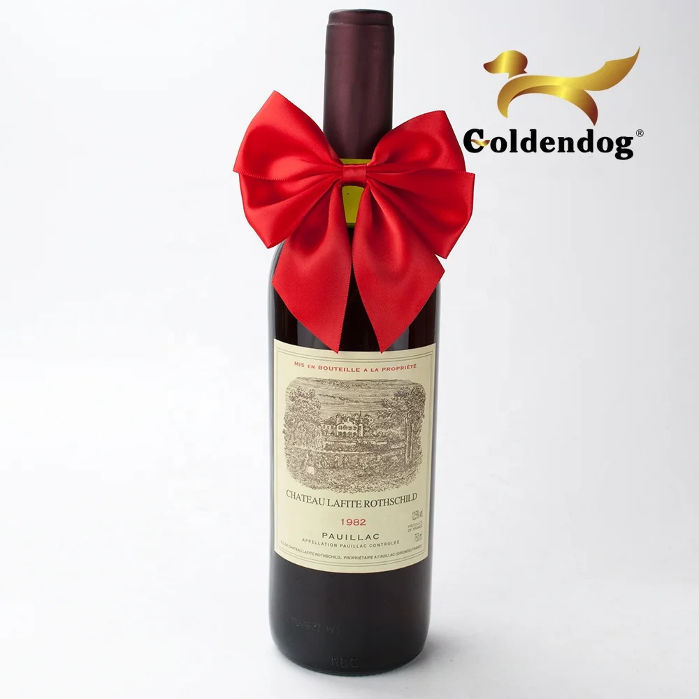 Cheap wholesale wedding decoration with satin butterfly satin ribbon wine bottle bow tie
