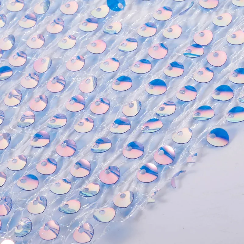 China shaoxing 100%Polyester iridescent color changing sequin tulle fabric for sublimation dance clothing textile custom fashion