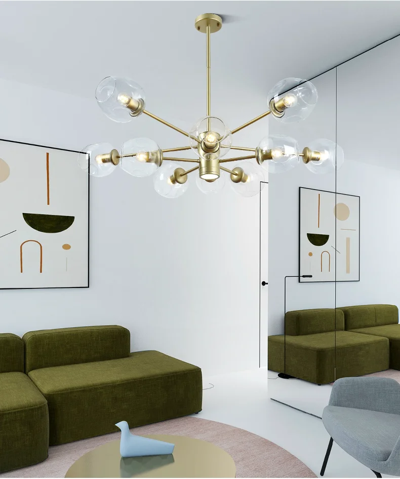 Hotel lobby modern contemporary luxury blue crystal glass ball wedding led chandelier pendant lamp