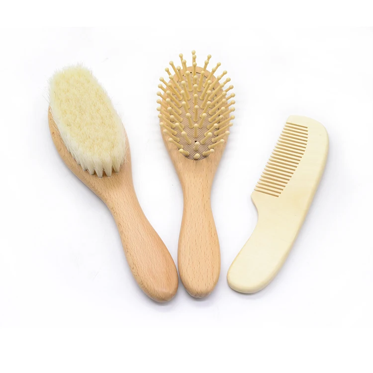 ECO friendly wooden baby hair brush set baby brush set