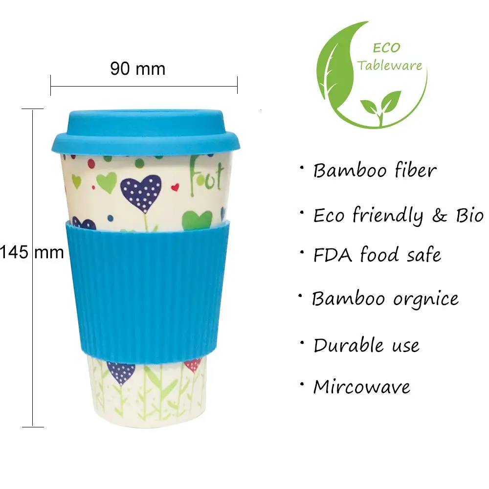Amazon supplier reusable biodegradable bamboo fiber take away coffee mugs cups