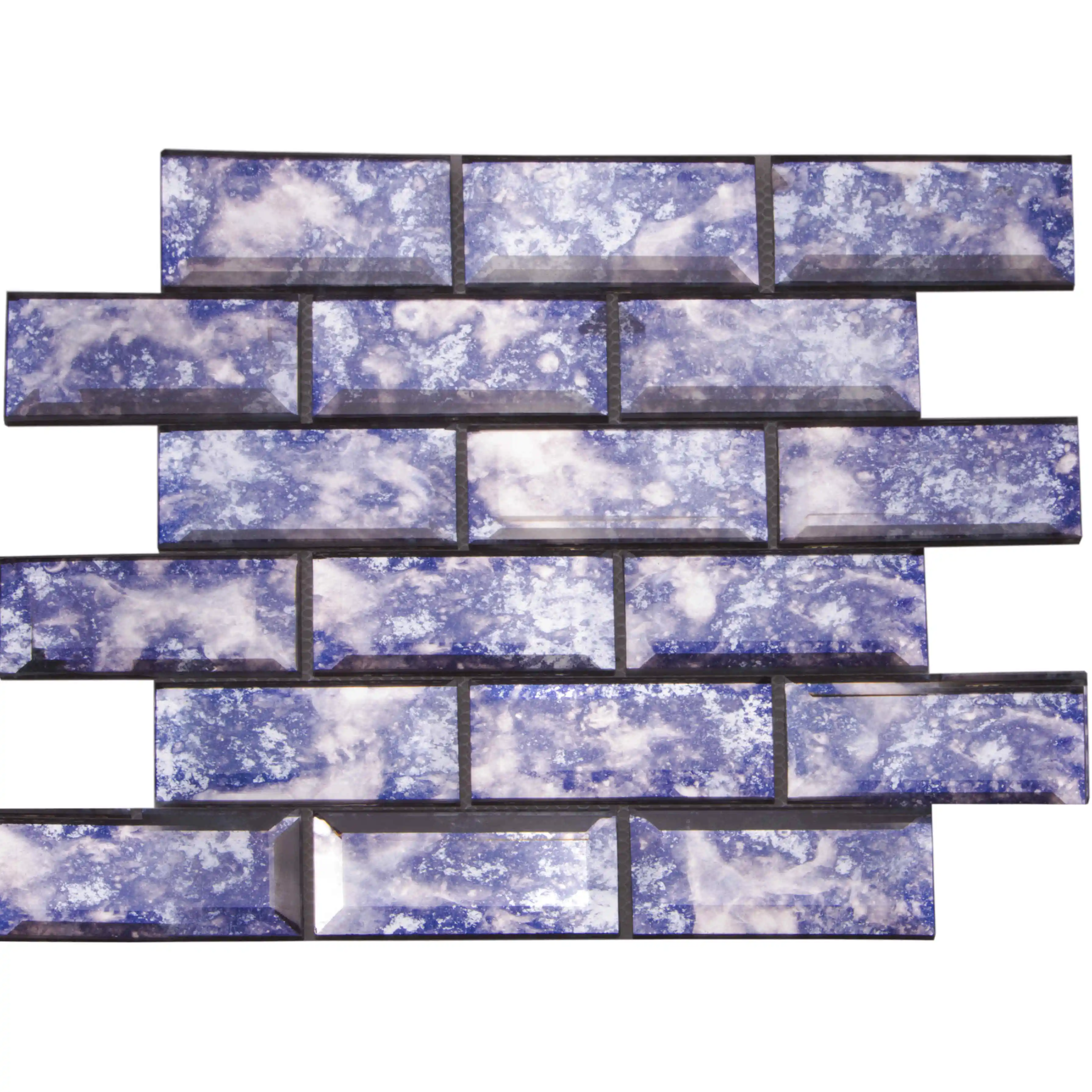 3D Antique mirror tile bathroom backsplash mosaic purple tile in glass