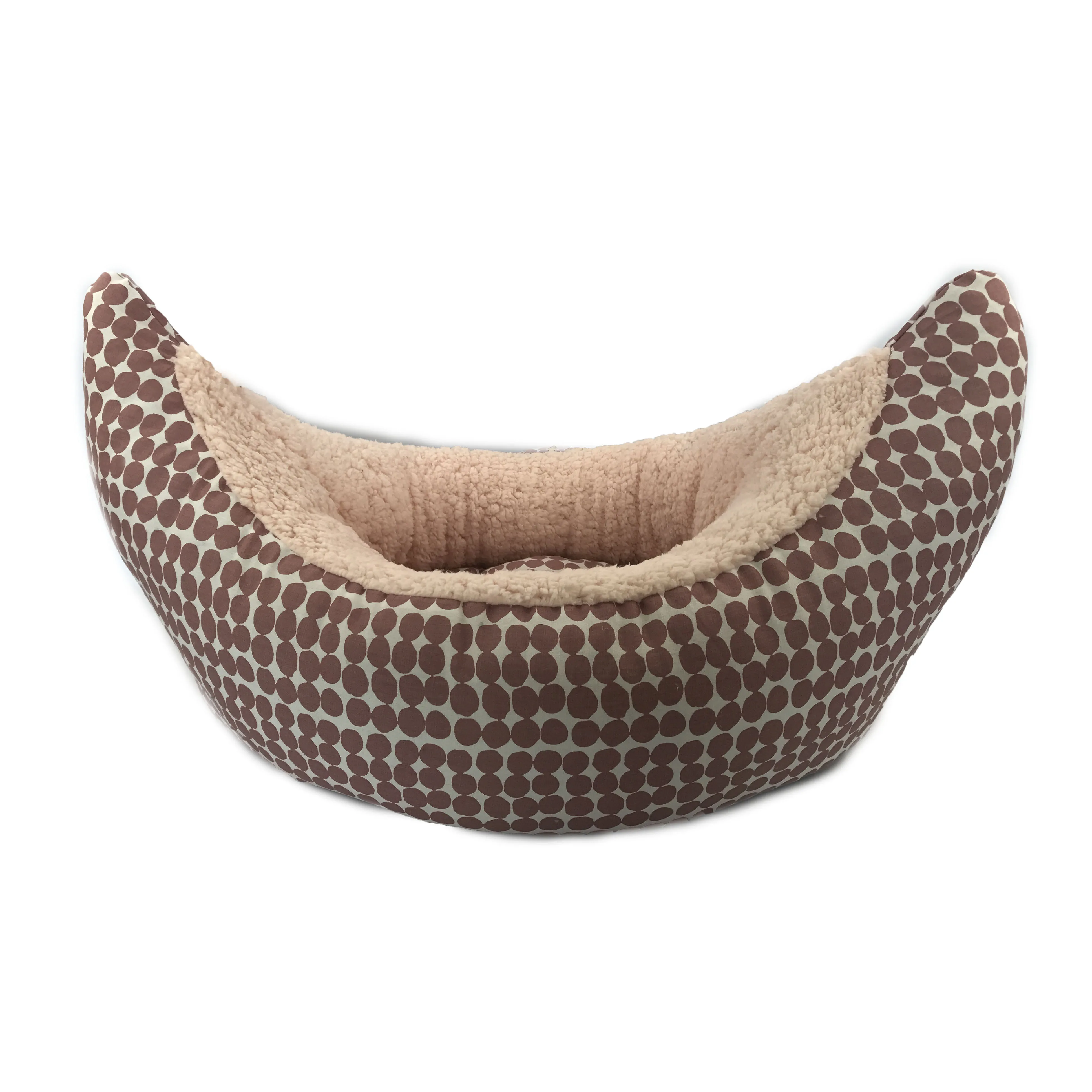 
Cute Unique Printed Fabric Plush Boat Shaped Banana Cat Dog Bed Sets Pet House Cat Beds 