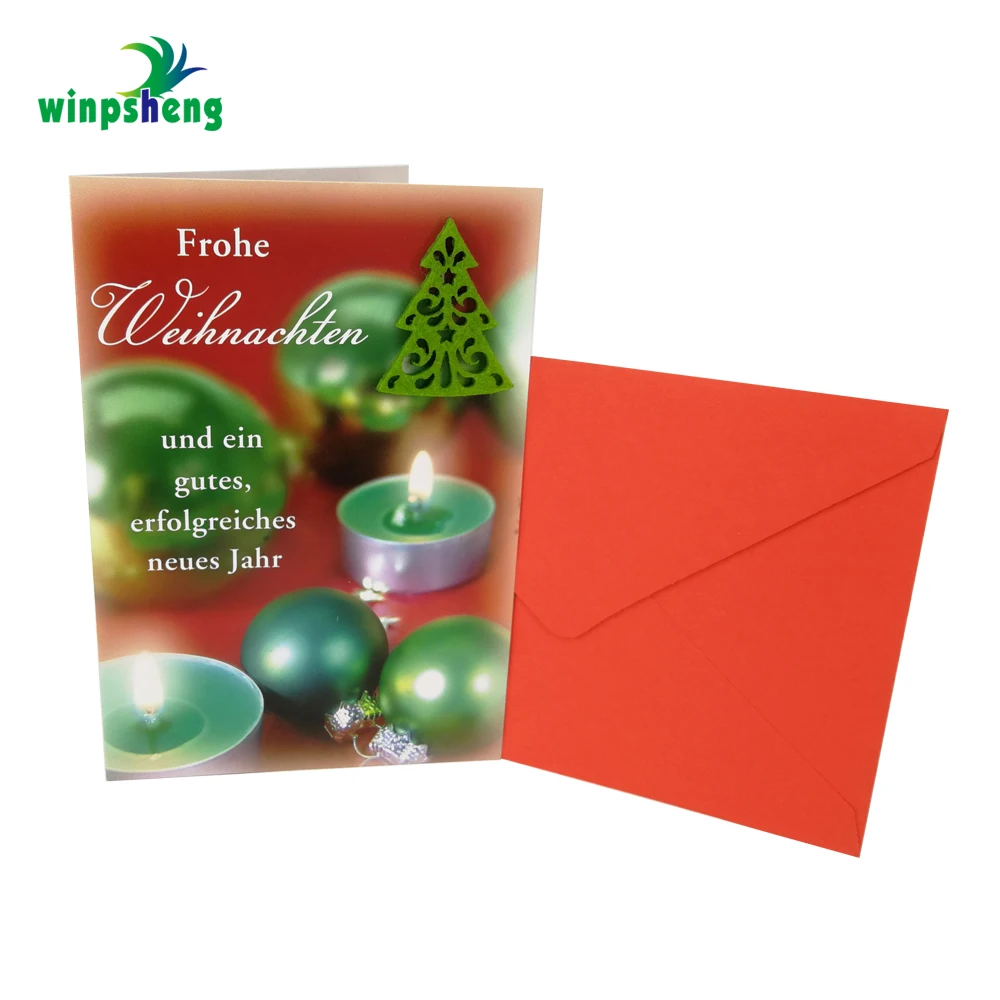 
Handmade Christmas Greeting Card With Green Felt Tree 