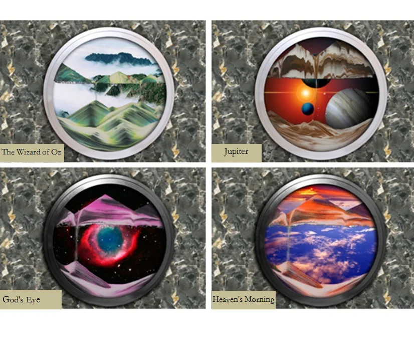 
Home Decoration 3D Round Glass Craft Wall Hanging Rotatable Moving Sand Art Picture 