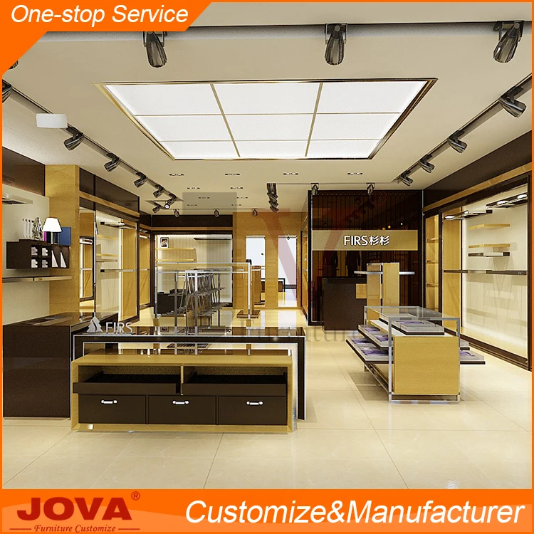 Customized wooden clothes shop counter table design for clothes shop decoration