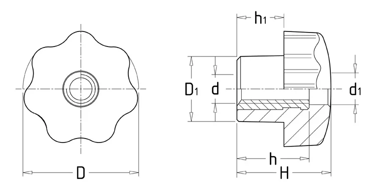 HL.12100 Phenolic Plastic Star Clamping Knob As Machine Knob