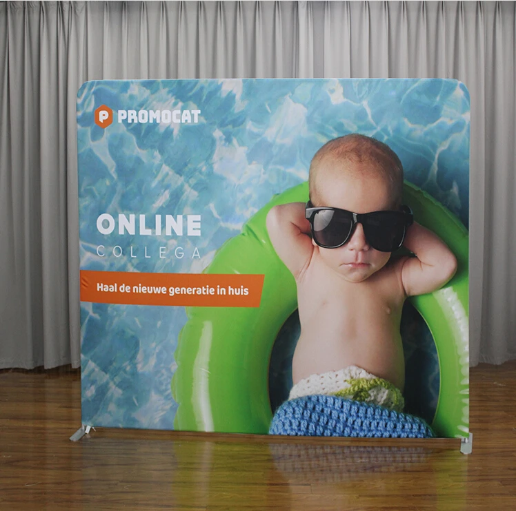 NO.1 10ft custom logo printed advertising stretch tension fabric roll pop up wall trade show backdrop display banner stands