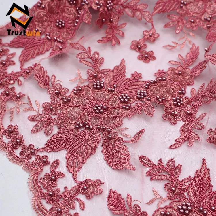 guangzhou wholesale high quality embroidered net beaded african french lace fabric
