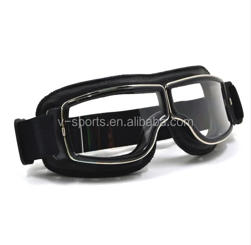 New Vintage Motorcycle Helmet Goggles Scooter Glasses Pilot Cruiser Steampunk with Free Bag