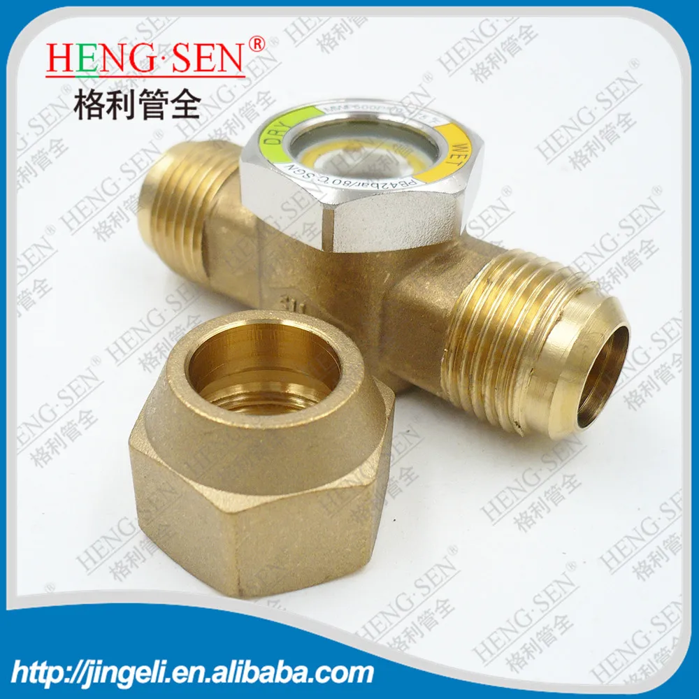 Low MOQ Refrigeration Air-conditioning brass Sight Glass with nuts. clear window easy to see