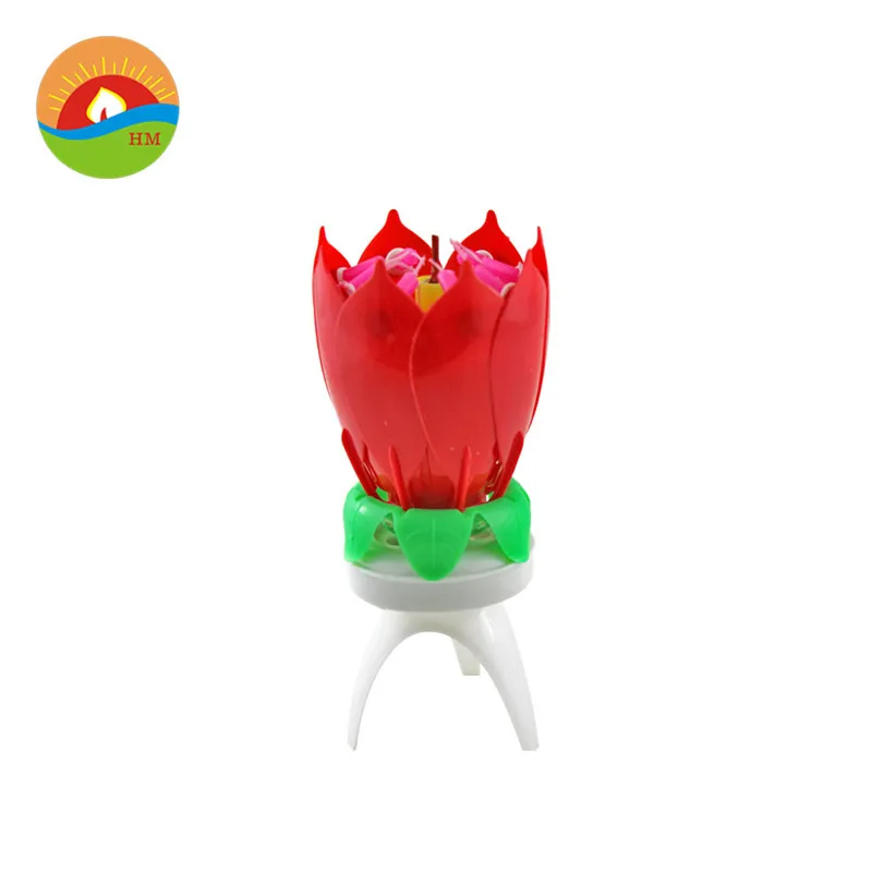 lotus flower music fireworks birthday cake candle with high quality and cheapest Price