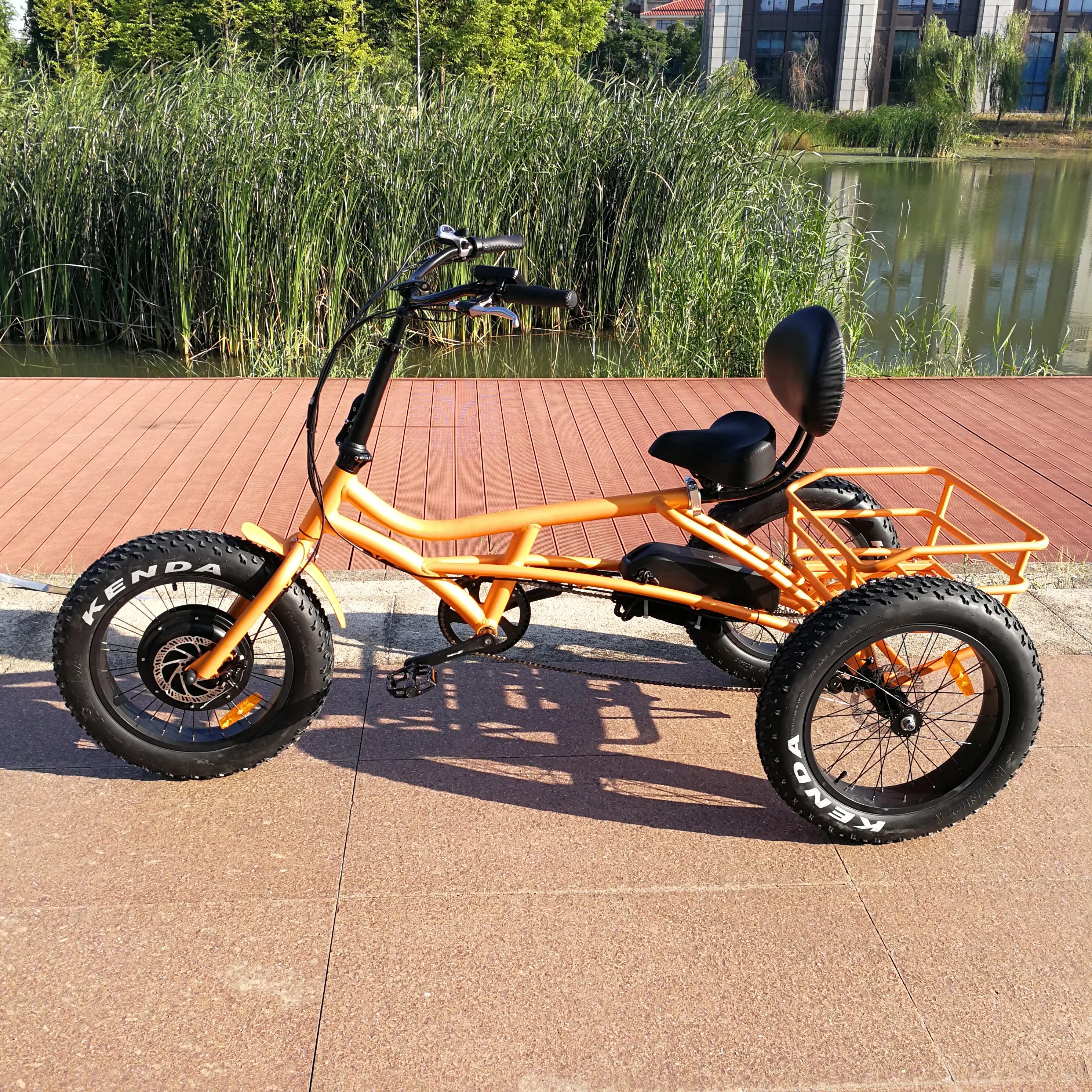 Cargo electric tricycle with steel fork 48V 500W fat tire e trike with pedal for sale