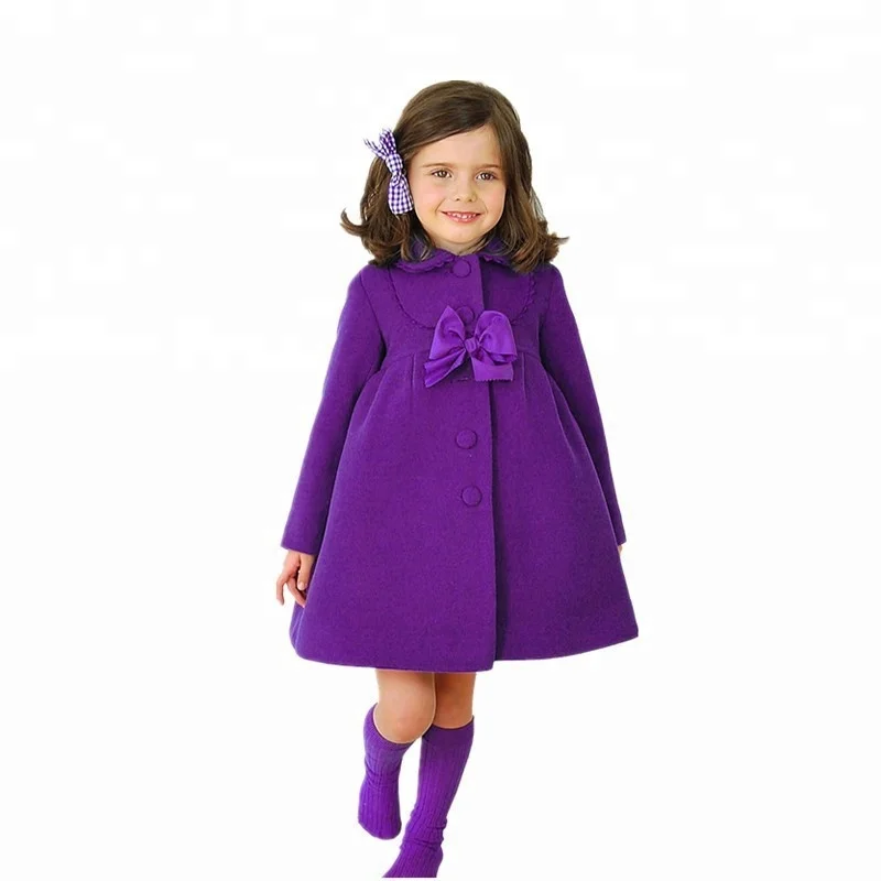 New Fashion 3 Colors Korea Bowknot Woolen Children Girls Coat