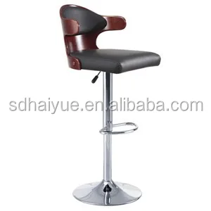 HY2022H Italian Style Plastic Wood Style Bar Stool with Chromed Stand Bar Chair