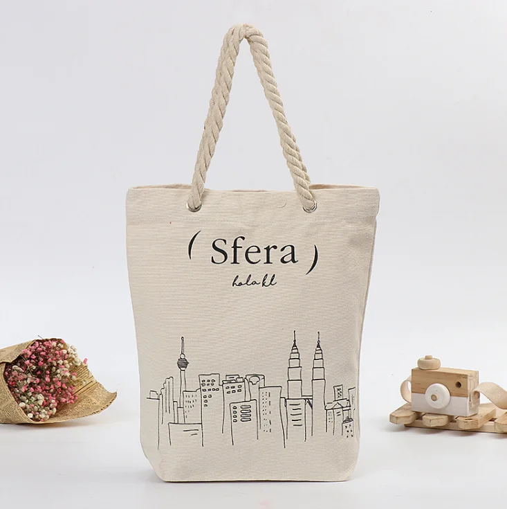 Promotional Gift Foldable Tote Cotton Canvas Shopping Bag Customized Logo