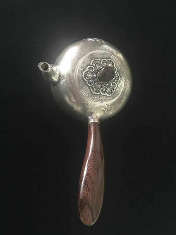 CNC silver pot of wooden handle, CNC teapot wood parts, CNC is embossed with a design teapot
