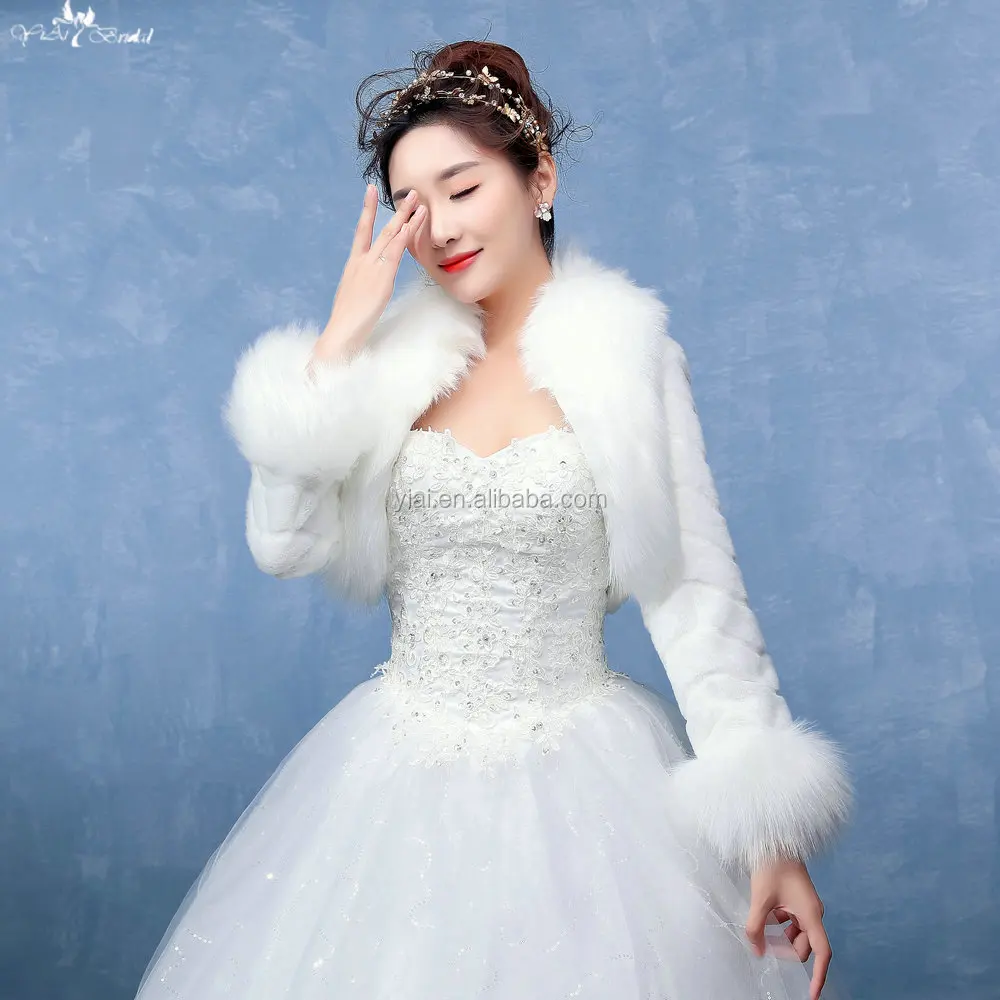 
LZP131 Simple Wave Jacket Adult Long Sleeves Wedding Fur Bolero Women 
