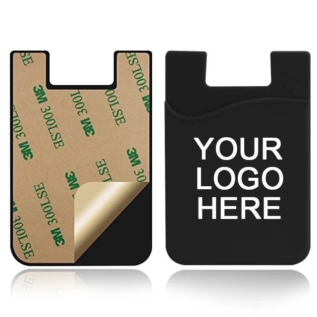 Promotion Gift 3M Adhesive Silicone Mobile cash wallet Custom Logo cell phone card holder