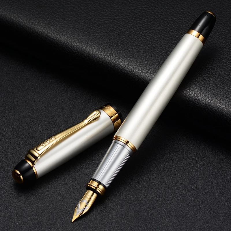 Ручка перьевая белая с гравировкой логотипа, уникальная идея для подарка, металлическая, инновационная, с зажимом, под заказ