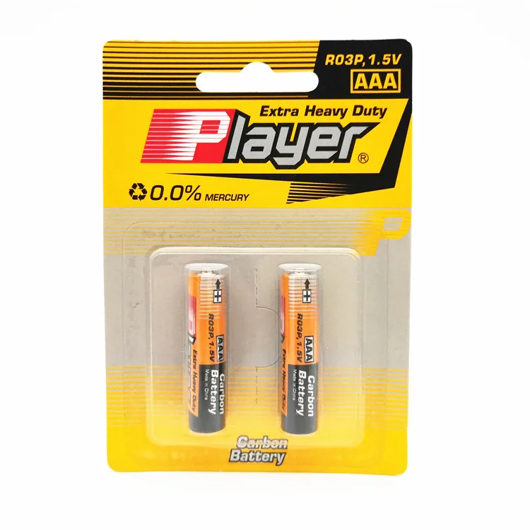 2pcs AAA Batteries Super Heavy Duty Power Carbon Zinc Triple A Battery 1.5v