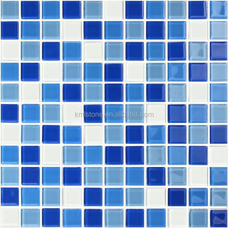 swimming pool tile blue glass mosaic with low price