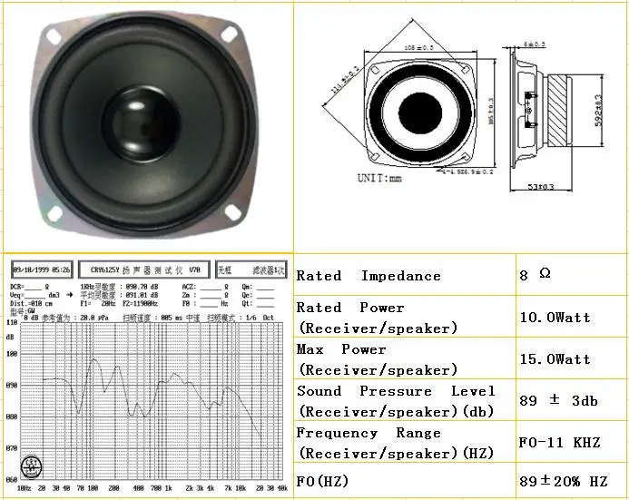 8ohm speaker module rectangle 4 inch car speaker and loudspeaker 10W