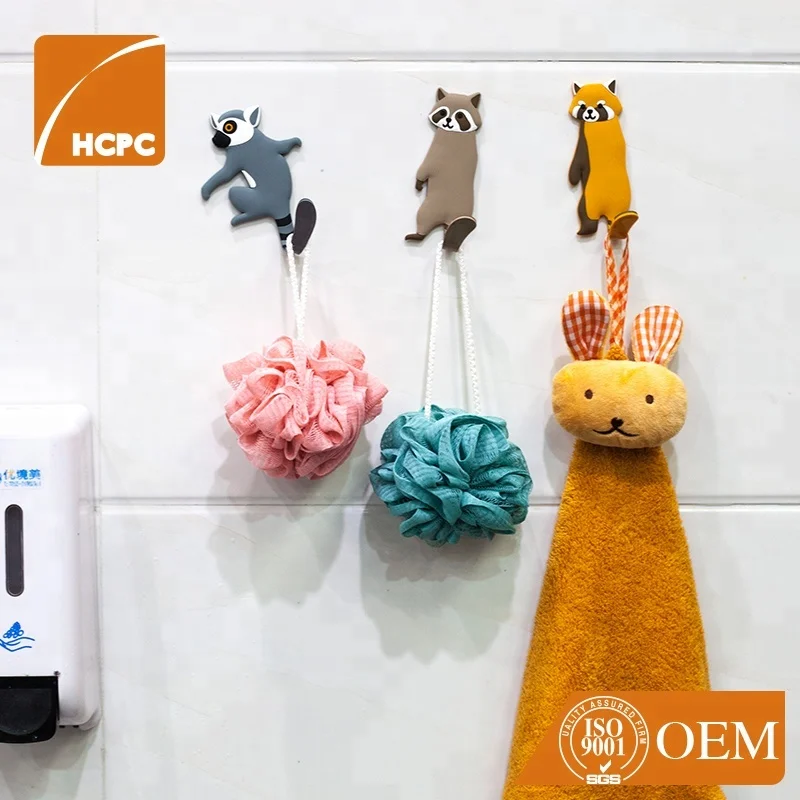 Cute Cartoon Animal Hook Wall Hanging Storage Hook Free Nail Single For Decorative Home Animal Hook