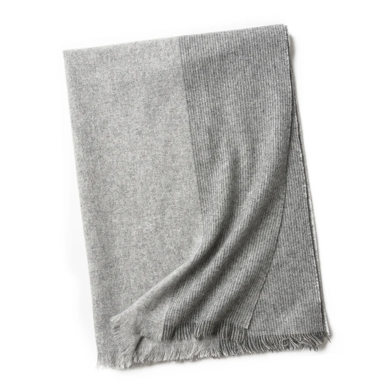 Inner Mongolia Long Shawls Unisex Winter 100% Lamb Wool Stripes Pashmina Women