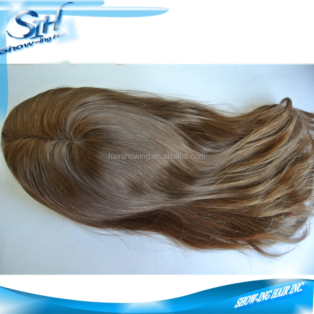 
Long human hair toupee for women mono base 