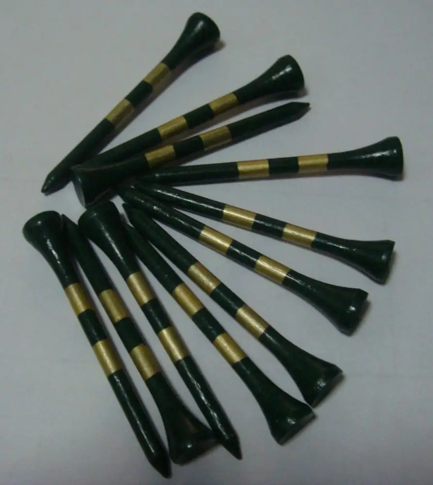 
high class wooden golf tees with two color stripes printed on shank 