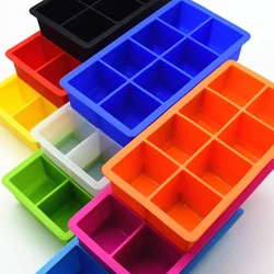 Large Size Custom Silicone Ice Cube Tray With 8 Cavities Bar Drink Whiskey Big Square Ice Brick Cube Maker Tray Mold