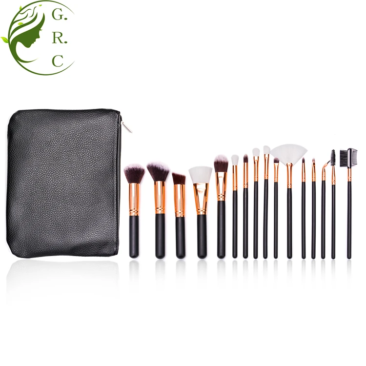 Small order acceptable gradient Synthetic hair cosmetic brushes halal makeup brush private logo label 16 piece makeup brush set