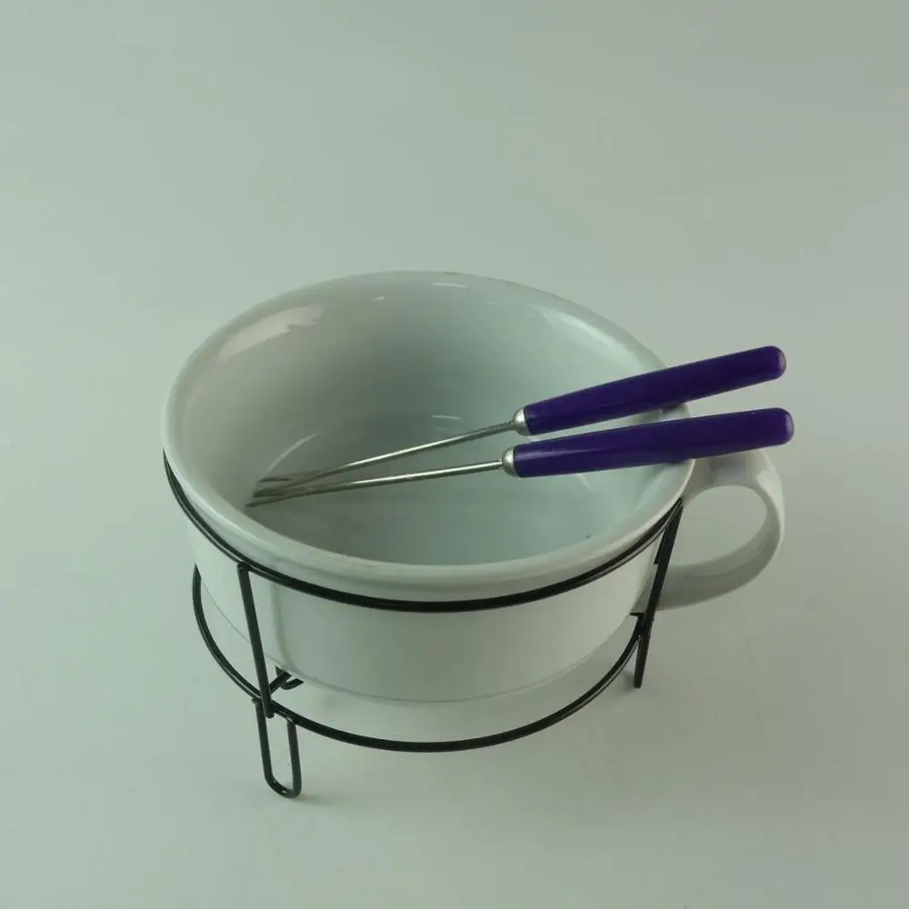 
Ceramic Chocolate Fondue Set Cheese Fondue Dippers Ceramic Cheese Fondue Pot Porcelain with Forks 