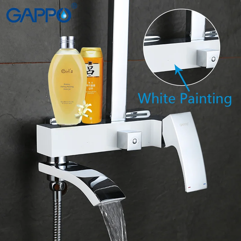 GAPPO bathroom shower faucet mixer for cold and hot water waterfall wall shower head chrome Shower tap G2407-8