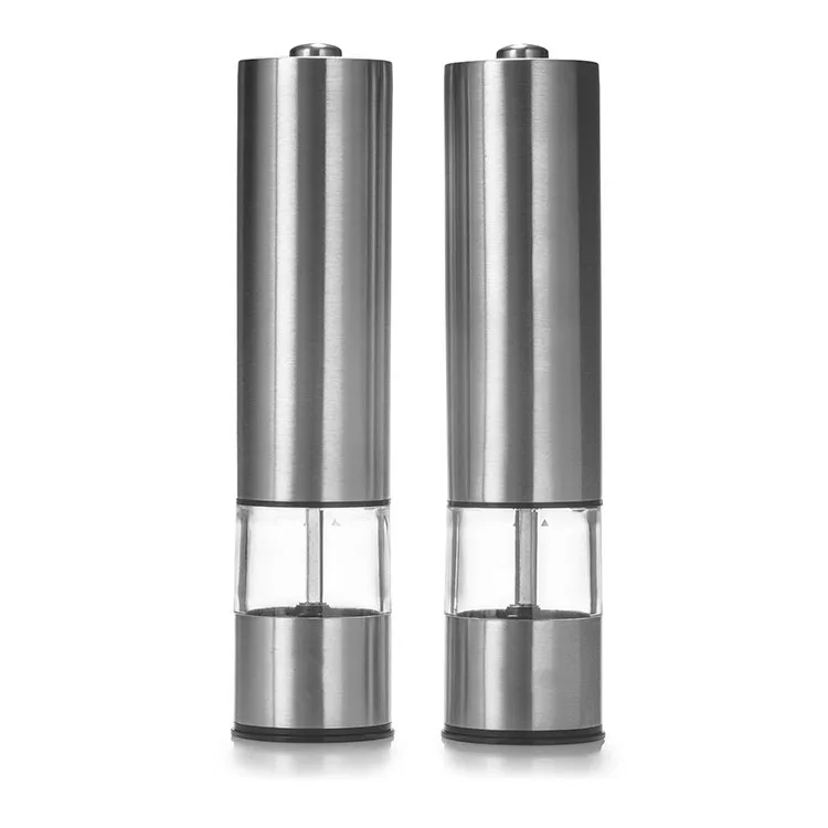Stainless steel 2 in 1 automatic electric salt pepper grinder set
