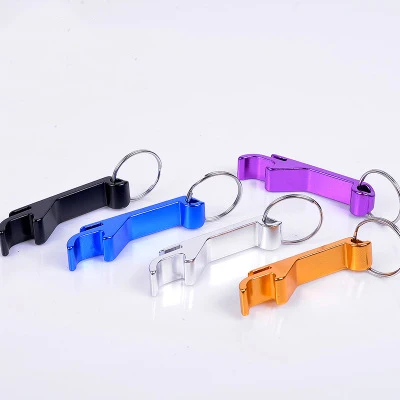 Promotional Multifunctional Aluminum Blank Beer Bottle Can Opener Keychain Custom Logo Metal Key Chain Opener